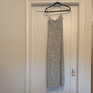 Zara Shimmering Silver Sequin Top